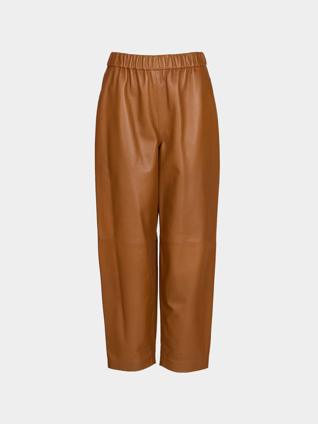 Dusan - Carrot Leather Trousers | Size: S - Tan - ABASK - 