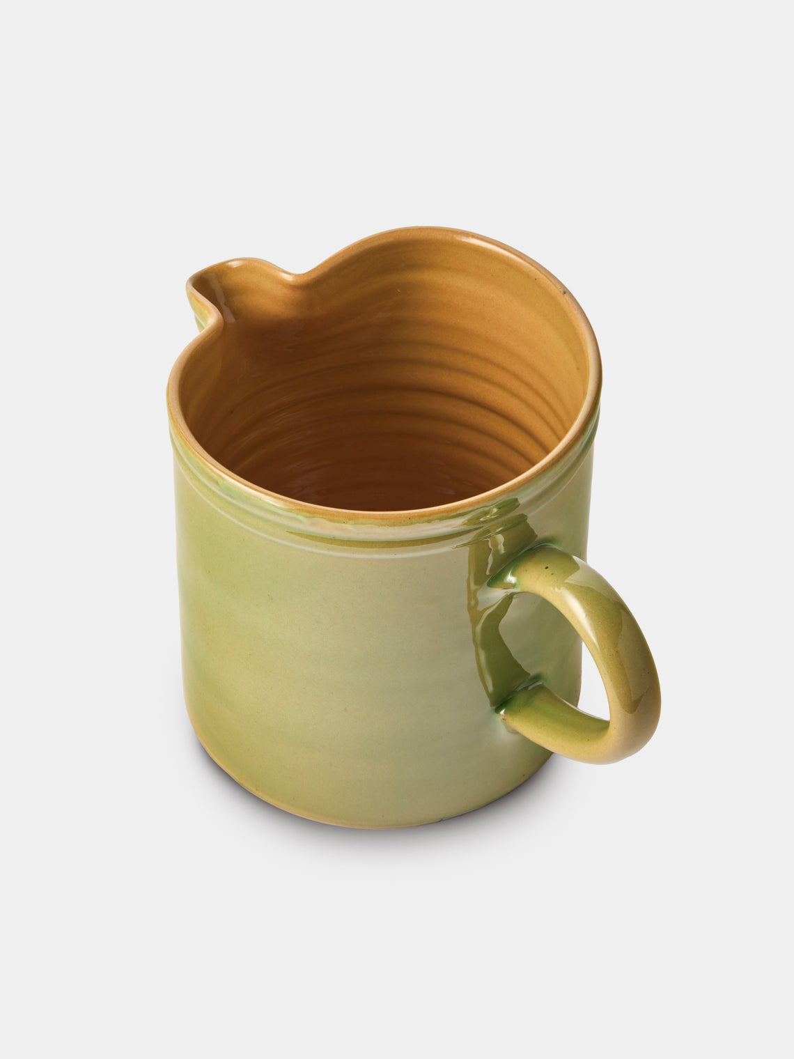 Poterie d’Évires - Chickens Hand-Painted Ceramic Straight-Edge Medium Jug - Green - ABASK