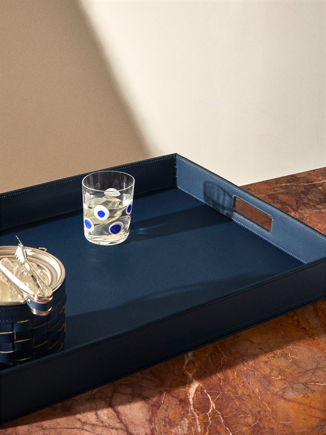 Riviere - Barcelona Water-Resistant Leather Tray (25in/63.5cm) - Navy - ABASK