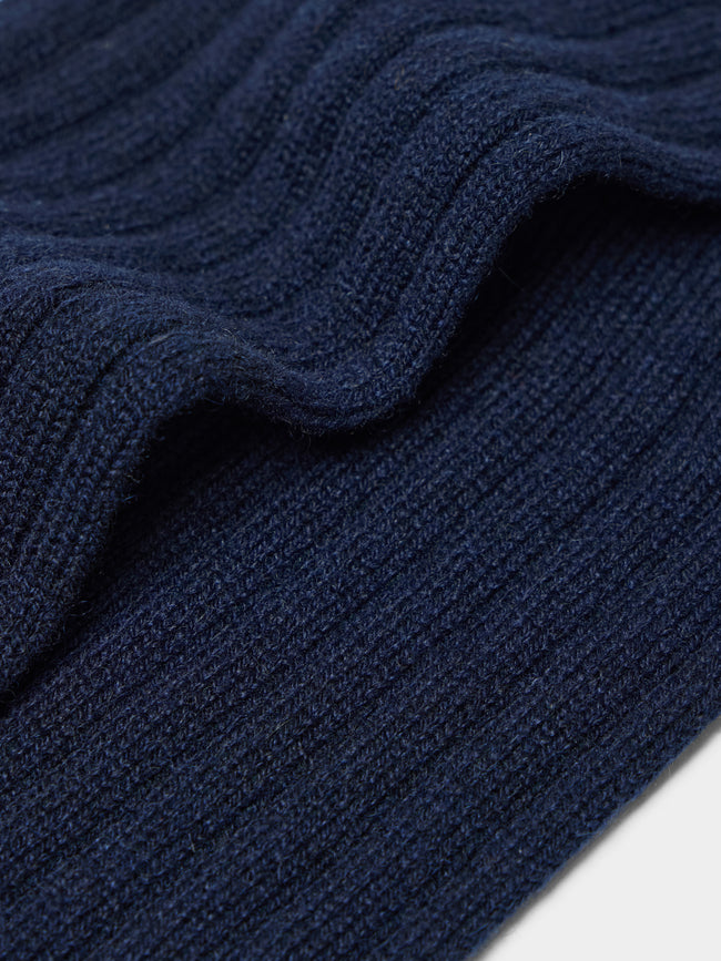 Maria La Rosa - Women's One Cashmere Mid-Calf Socks | One Size - Navy - ABASK