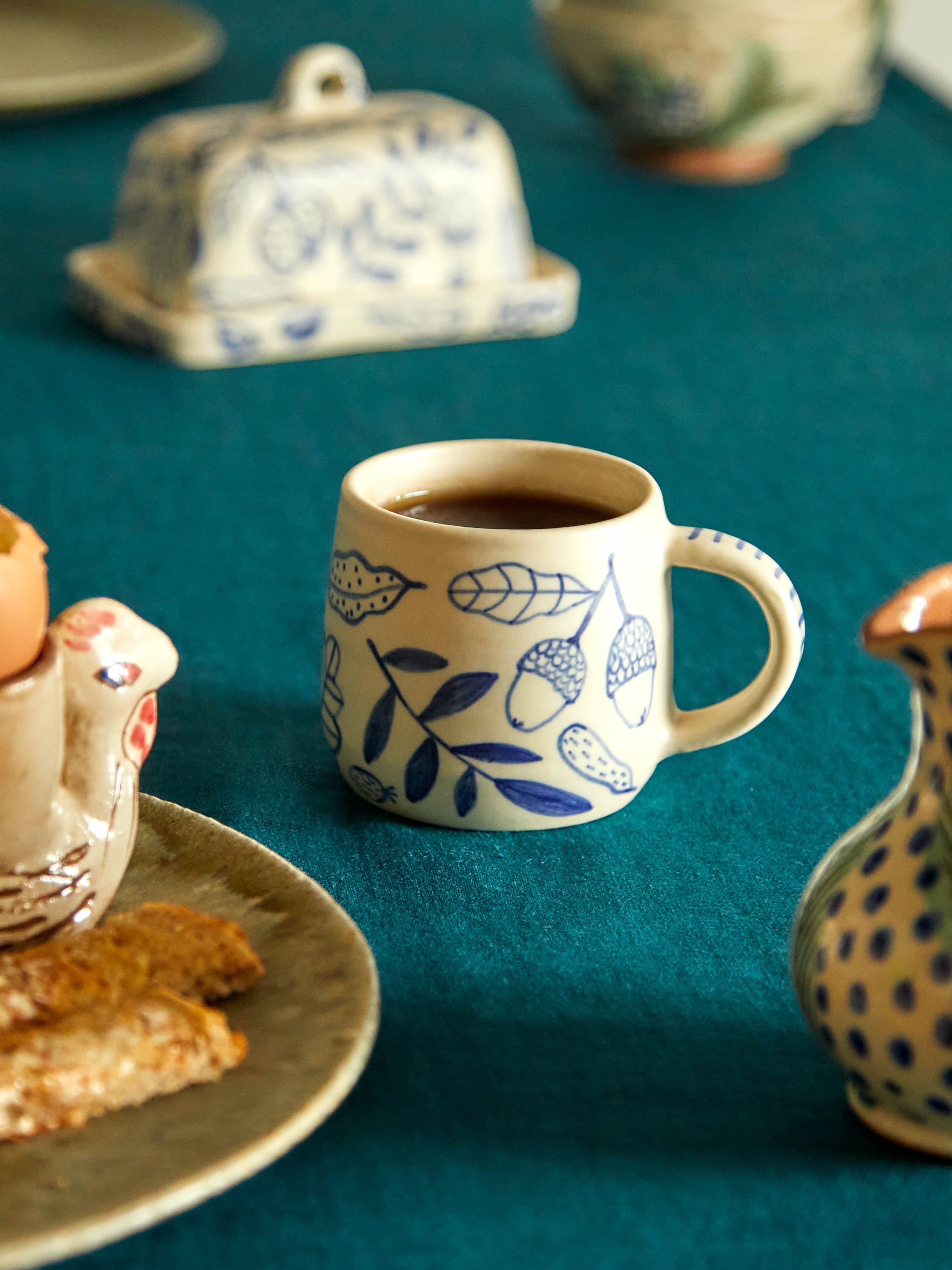 Blue Acorn Hand-Painted Ceramic Mugs (Set of 2) by Azul Patagonia | ABASK