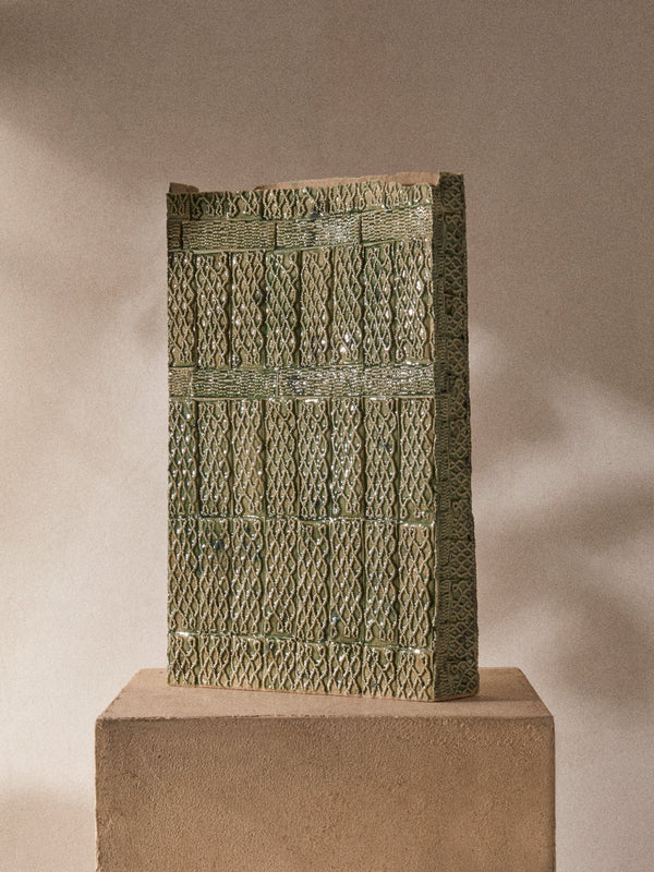 Ella Porter - Jade Beaded Hand-Built Stoneware Vessel (14.5in/37cm) - Green - ABASK