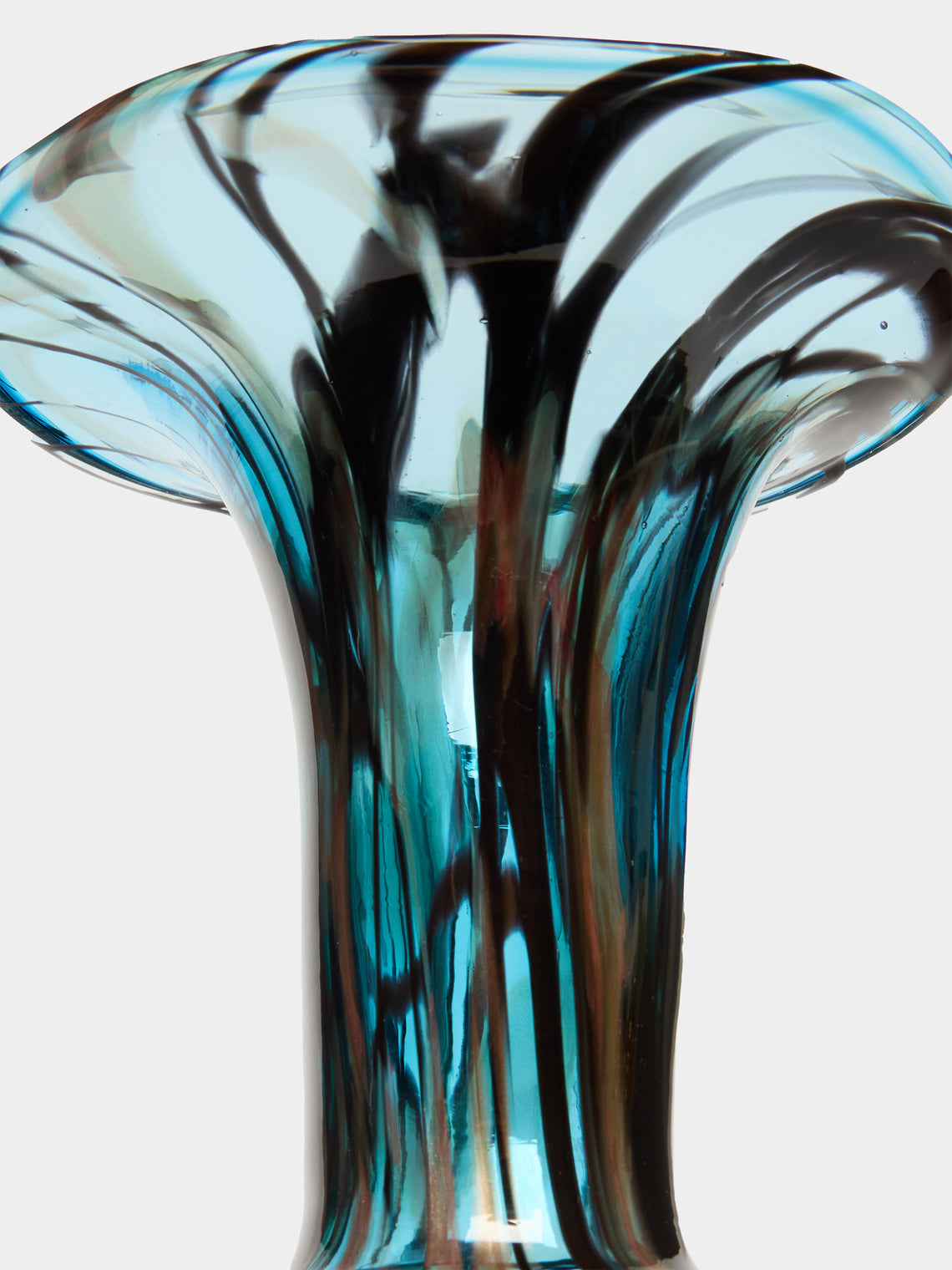 Martyn Thompson Studio - Penny Swirl Hand-Blown Glass Vase (13in/33cm) - Blue - ABASK