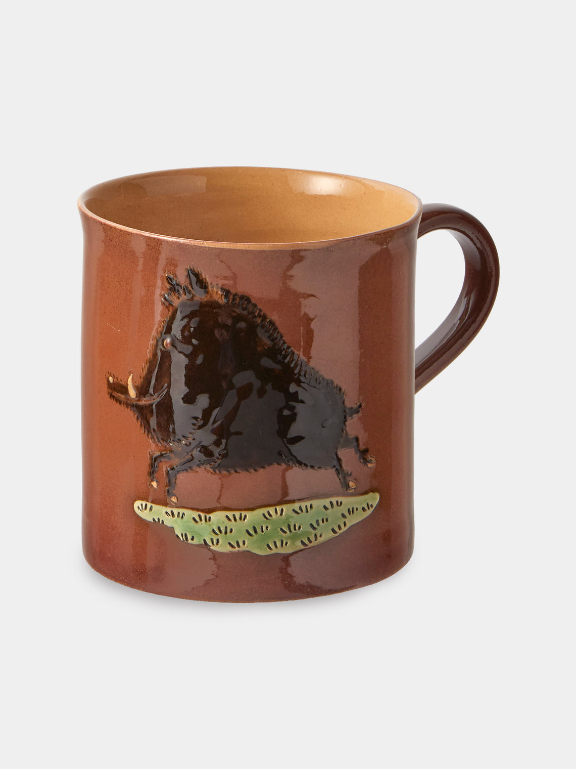Poterie d’Évires - Animals Hand-Painted Ceramic Mugs (Set of 4) - Light Brown - ABASK