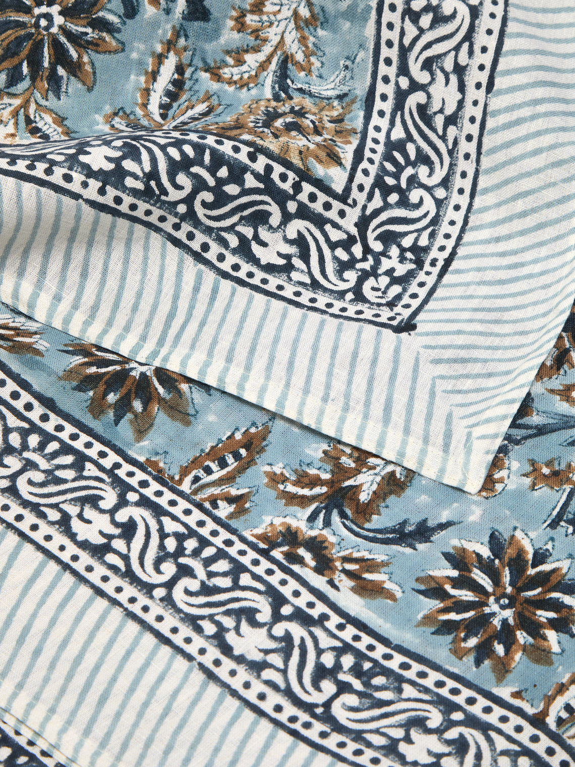 Indian Summer Block-Printed Linen Medium Rectangular Tablecloth