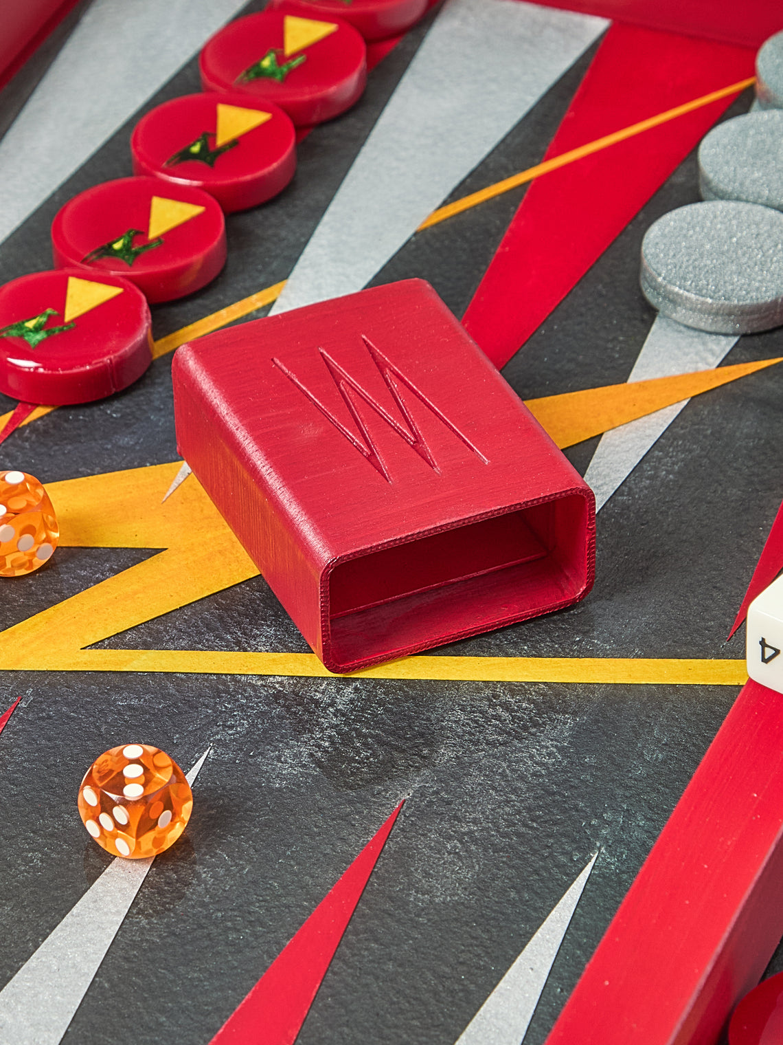 Valeria Molinari - Fire Hand-Painted Watercolor Wood Backgammon Set - Red - ABASK