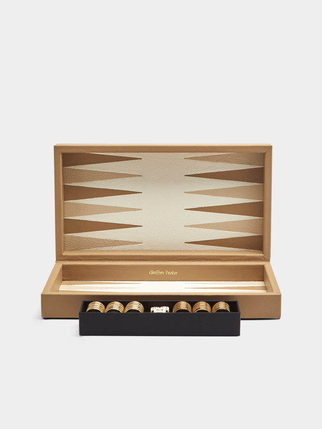 Geoffrey Parker - Leather Travel Backgammon Set - Beige - ABASK - 
