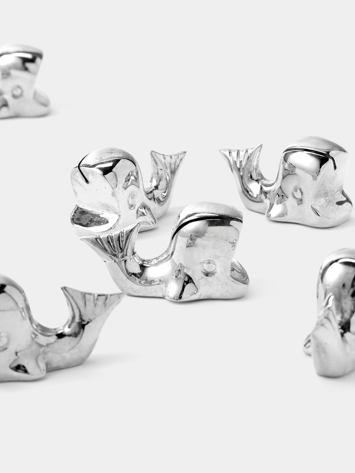 Antique and Vintage - Mid-Century Whales Silver-Plated Knife Rests (Set of 10) - Silver - ABASK