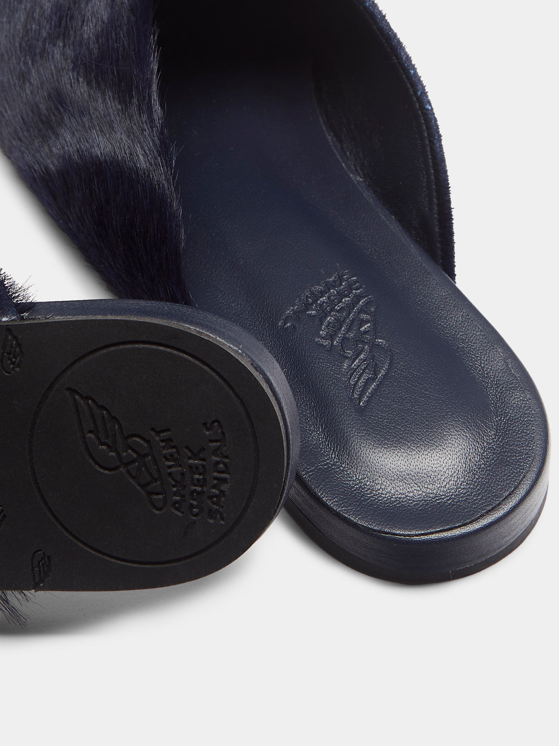 Ancient Greek Sandals - Pony Hair Slippers | Size: 40 - Navy - ABASK