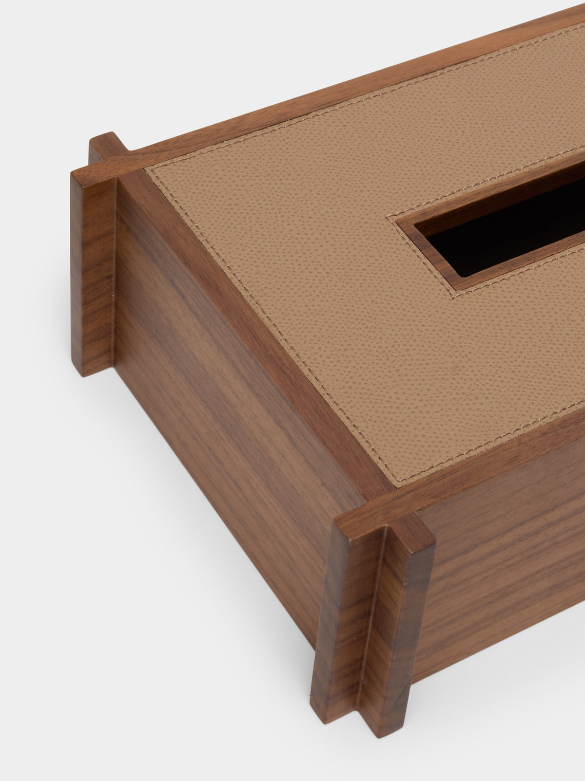 Giobagnara - Structura Leather and Wood Tissue Holder - Brown - ABASK