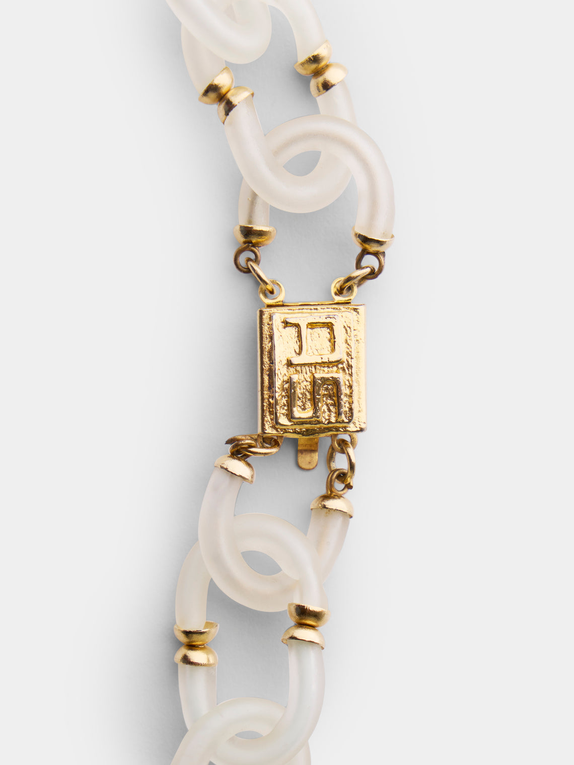Mahnaz Collection - Vintage 1960s Archimede Seguso Murano Glass, Rhinestone and Gilt Brass Necklace - White - ABASK