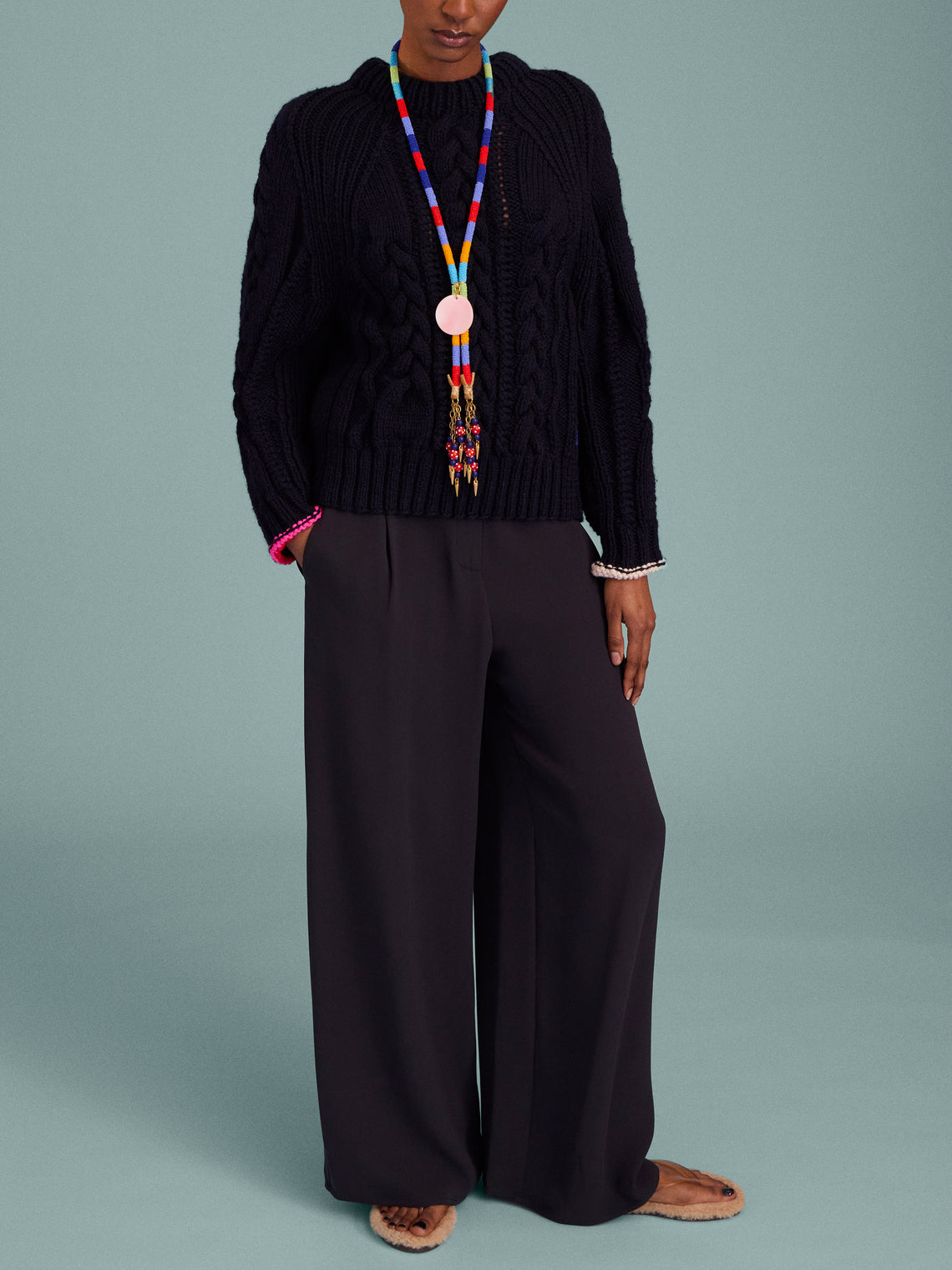 La Fetiche - Marianne Hand-Knitted Wool Sweater | Size: S - Navy - ABASK