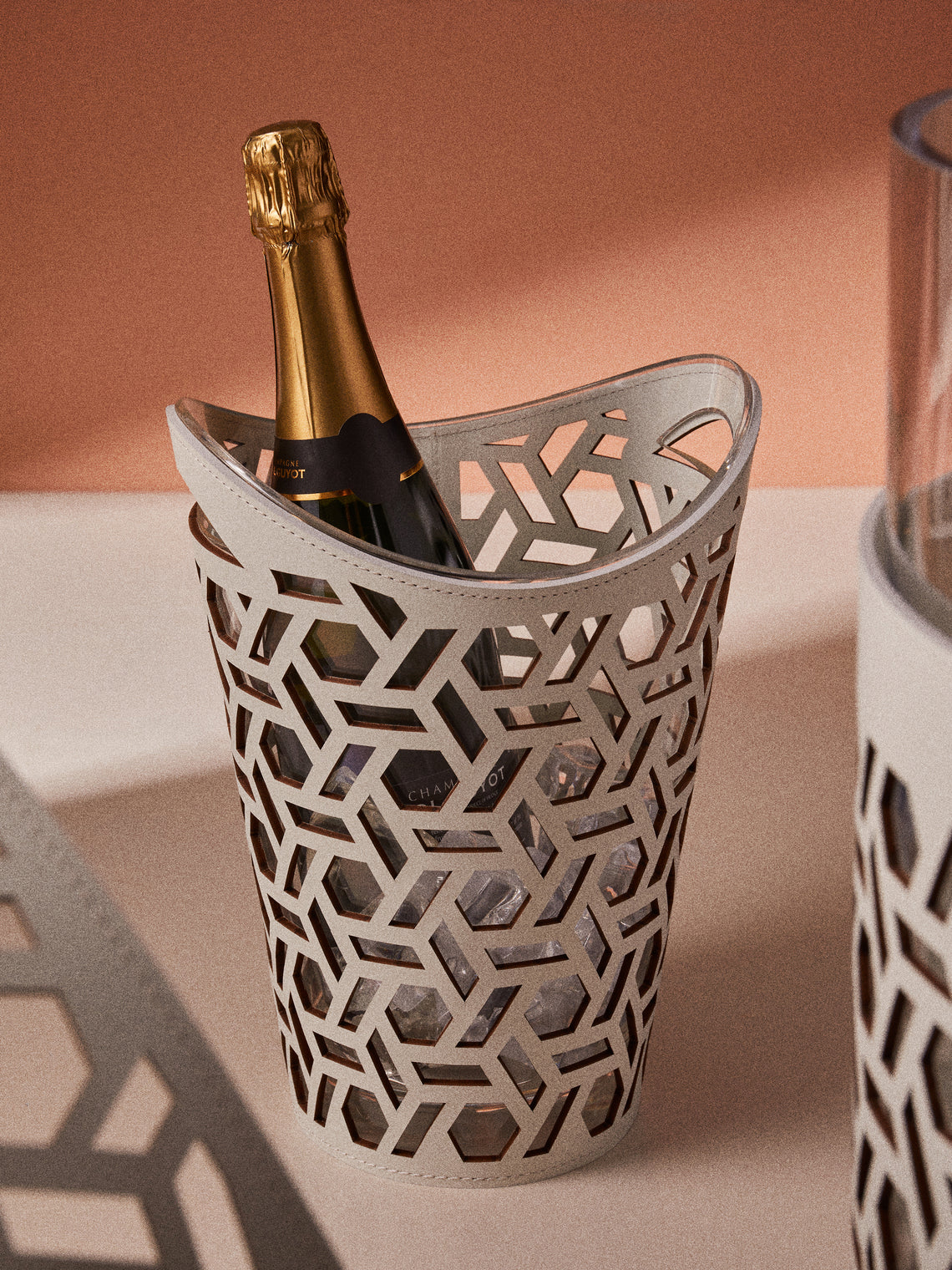 Rudi - Cortina Leather Small Champagne Bucket - White - ABASK