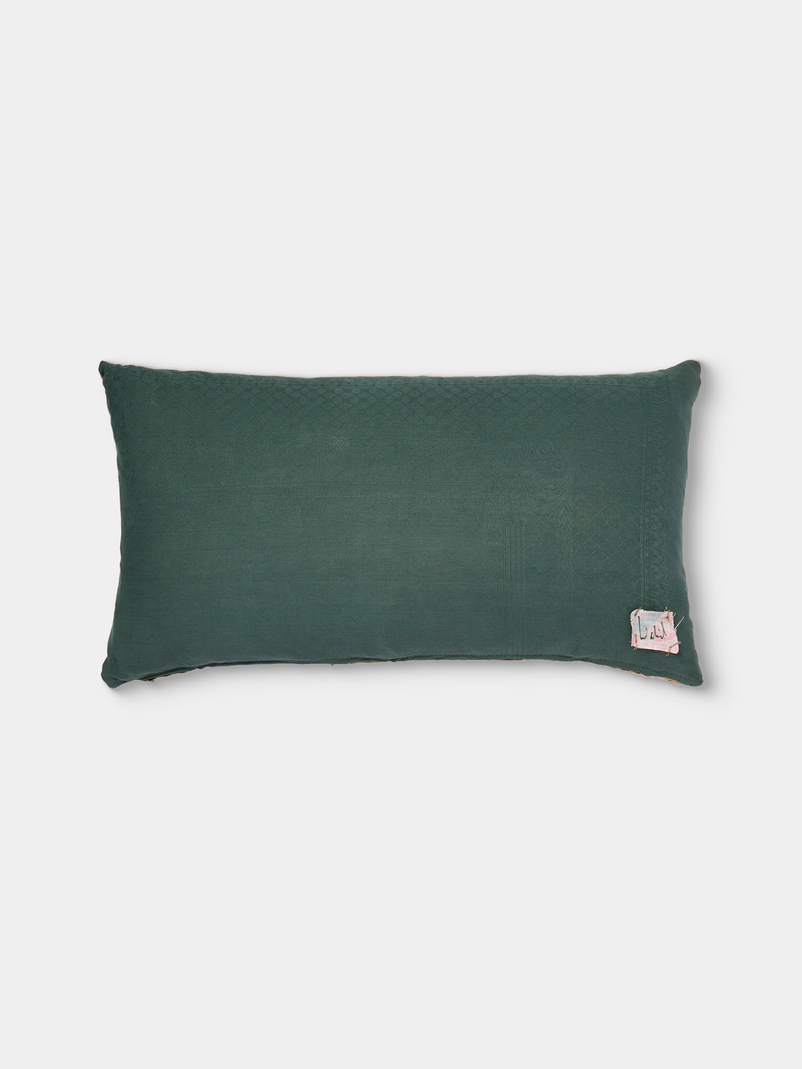 By Walid - 19th-Century Embroidery Wool, Damask and Ticking Fabric Pillow (28.5in/73cm) - Multiple - ABASK