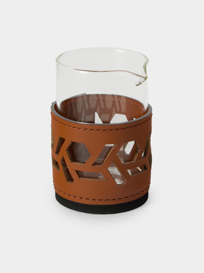 RUDI - Fiordaliso Glass and Leather Milk Jug - Brown - ABASK - 