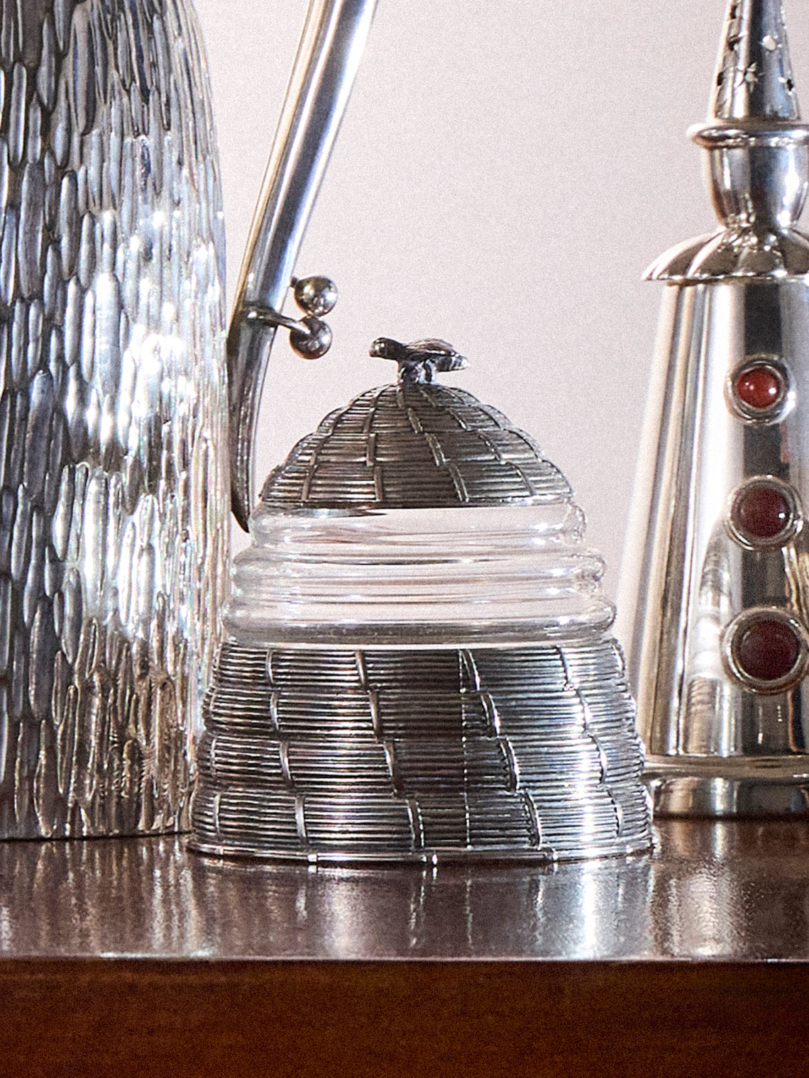 Antique and Vintage - 1950s Silver-Plated Honey Pot - Silver - ABASK