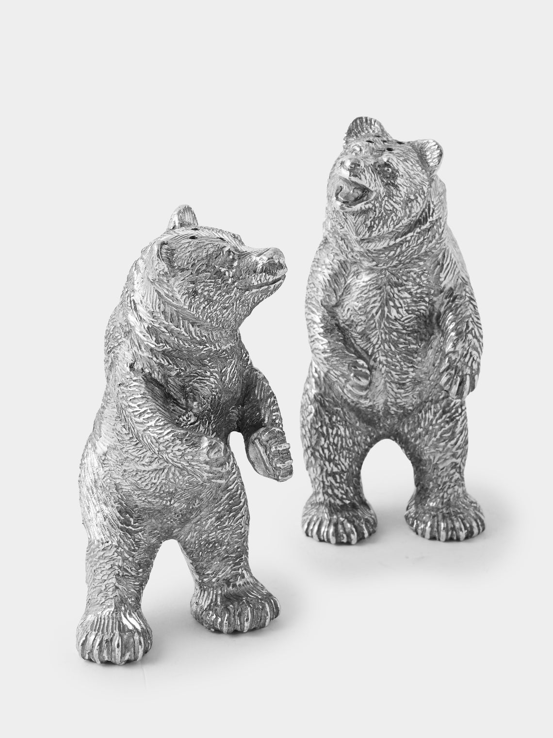 Au Bain Marie - | Set of 2 | Bear Pewter Salt and Pepper Shakers - Silver - ABASK