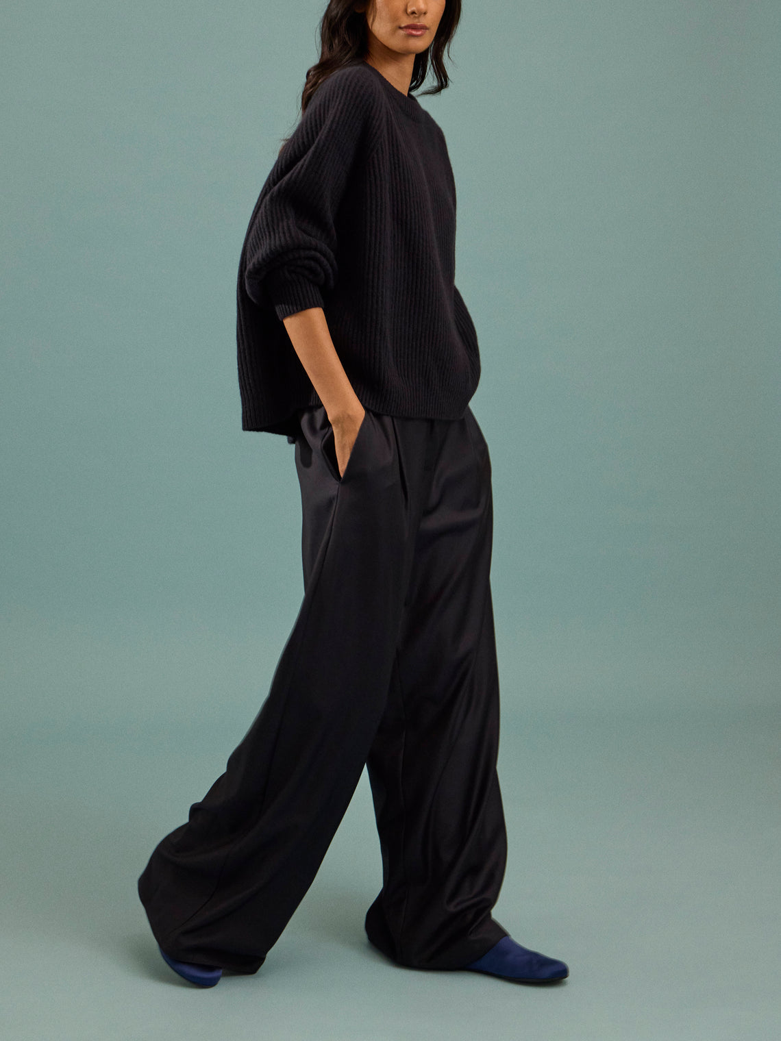 Dusan - Cashmere Crew-Neck Sweater | One Size - Navy - ABASK