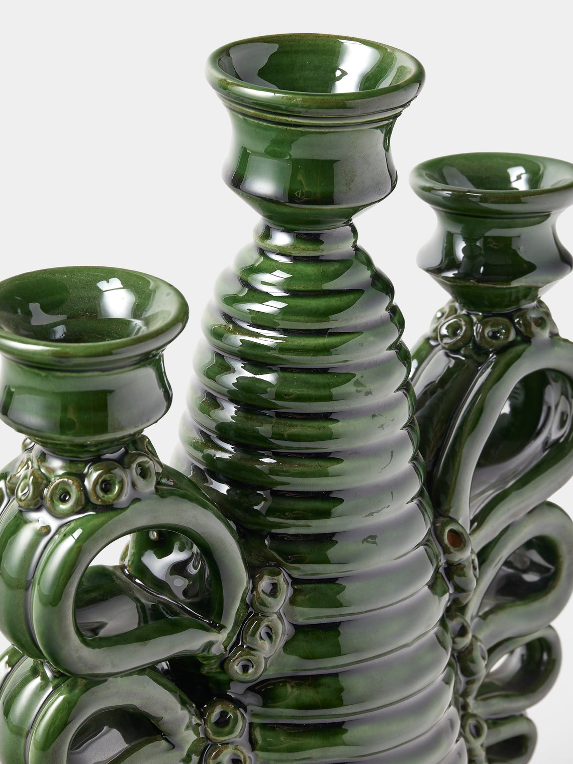 Poterie de Cliousclat - Slipware Candelabra - Green - ABASK