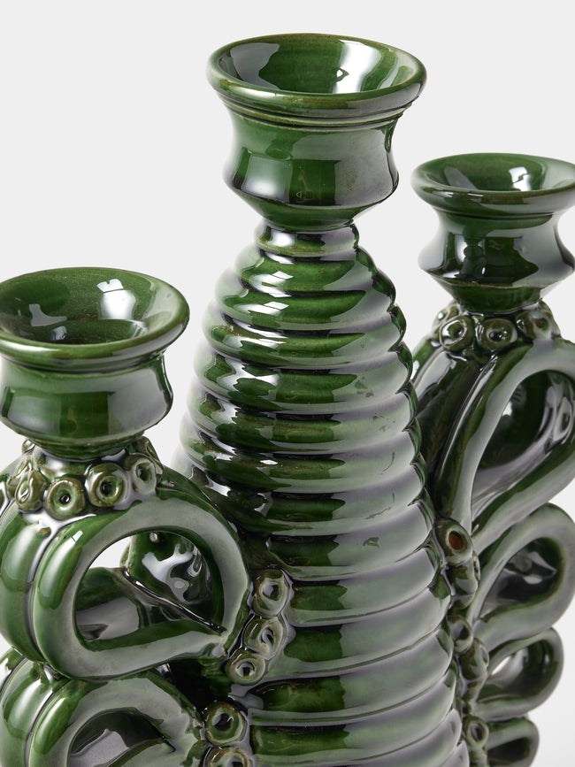 Poterie de Cliousclat - Slipware Candelabra - Green - ABASK