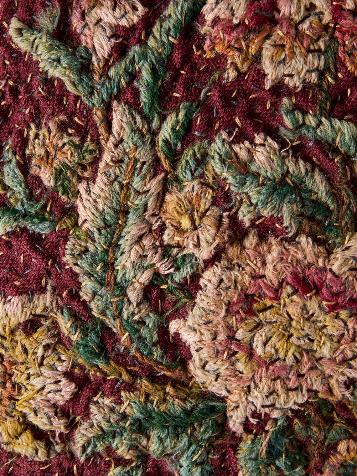 By Walid - 19th-Century Needlepoint Wool and Cotton Cushion (23.5in/60cm) - Multiple - ABASK