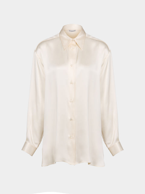Dusan - Doppio Silk Shirt | Size: S - Cream - ABASK - 