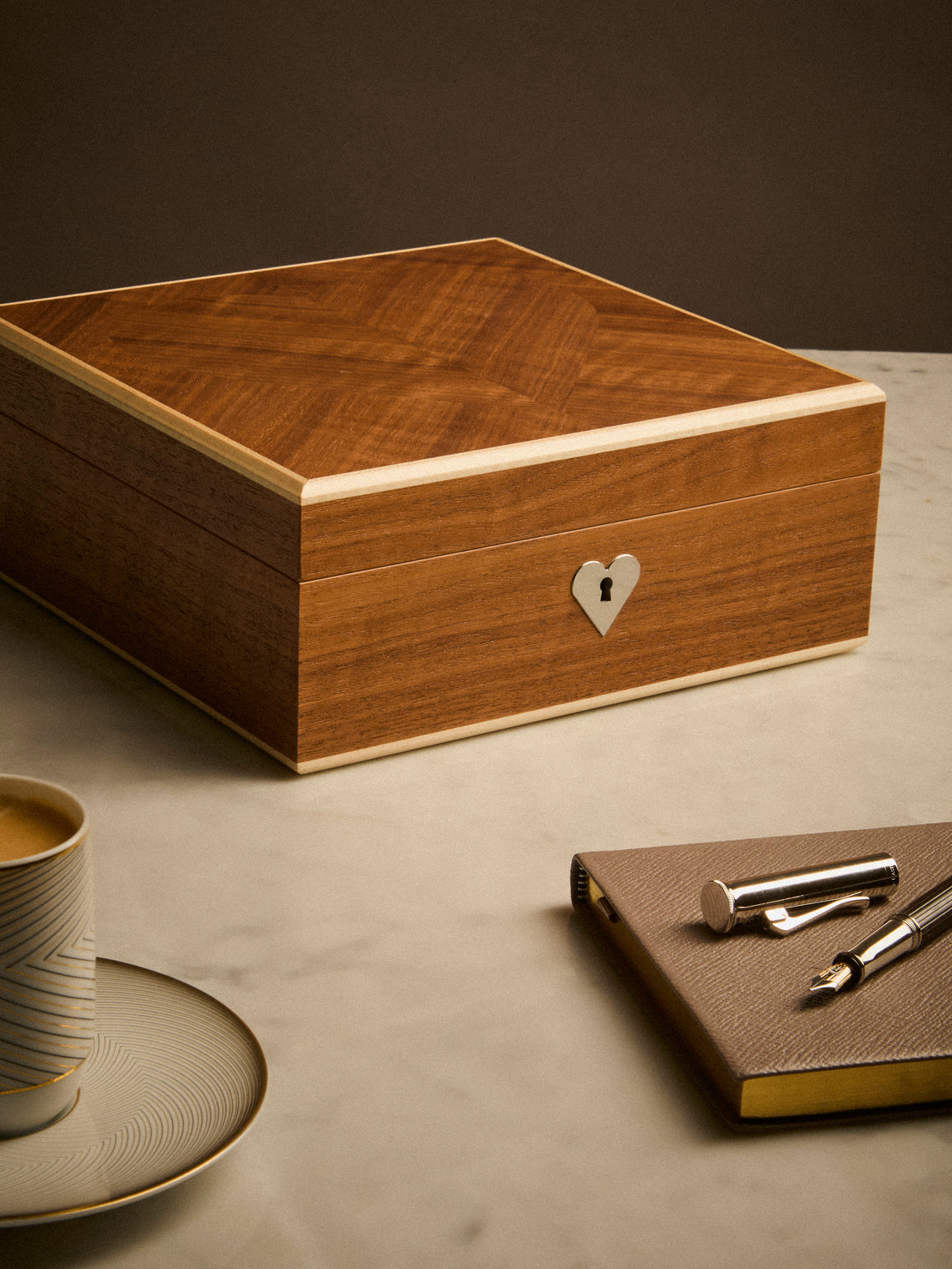 Linley - Henley Heart Walnut Box - Natural - ABASK