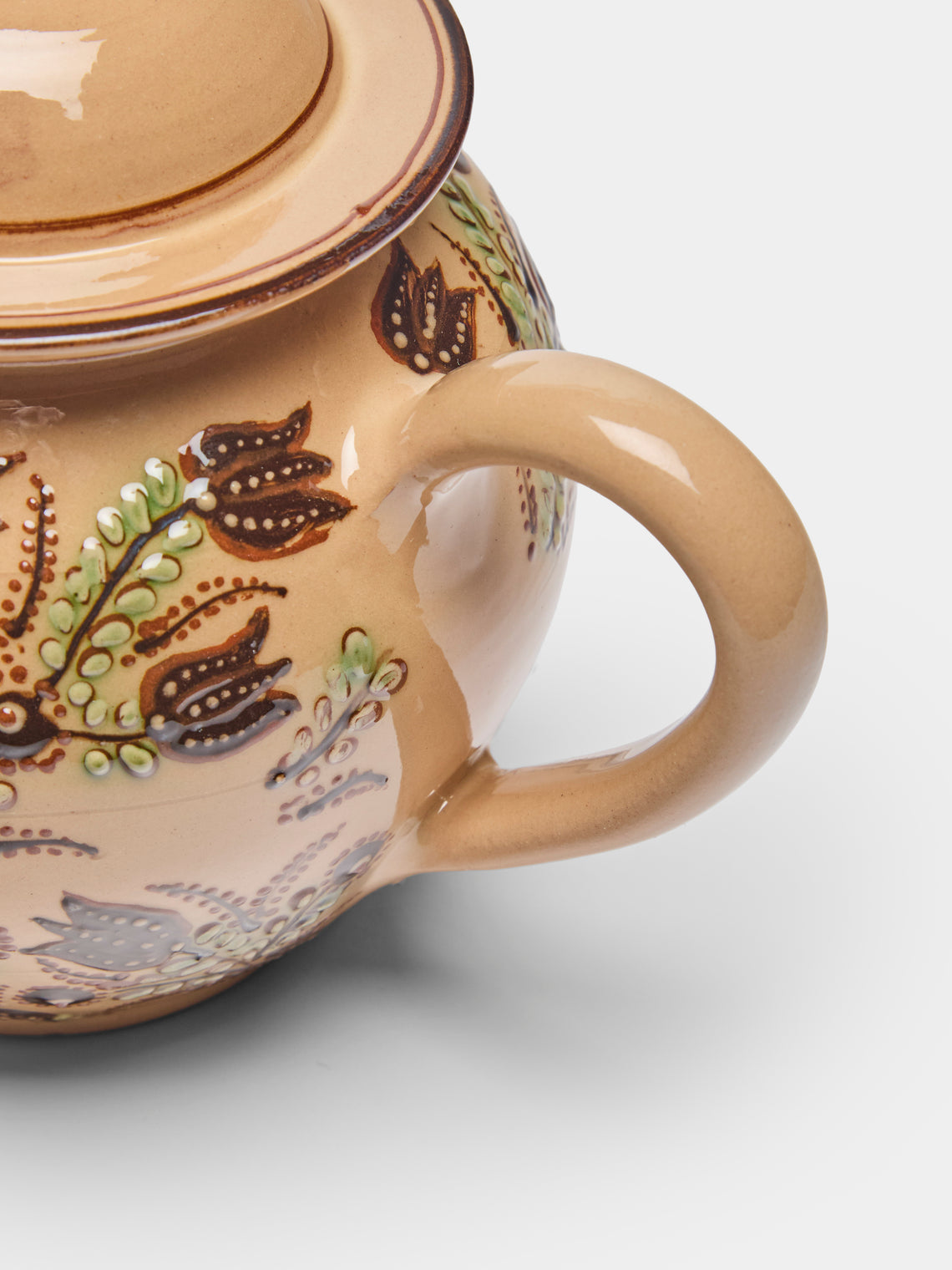 Poterie d’Évires - Flowers Hand-Painted Ceramic Teapot - Cream - ABASK