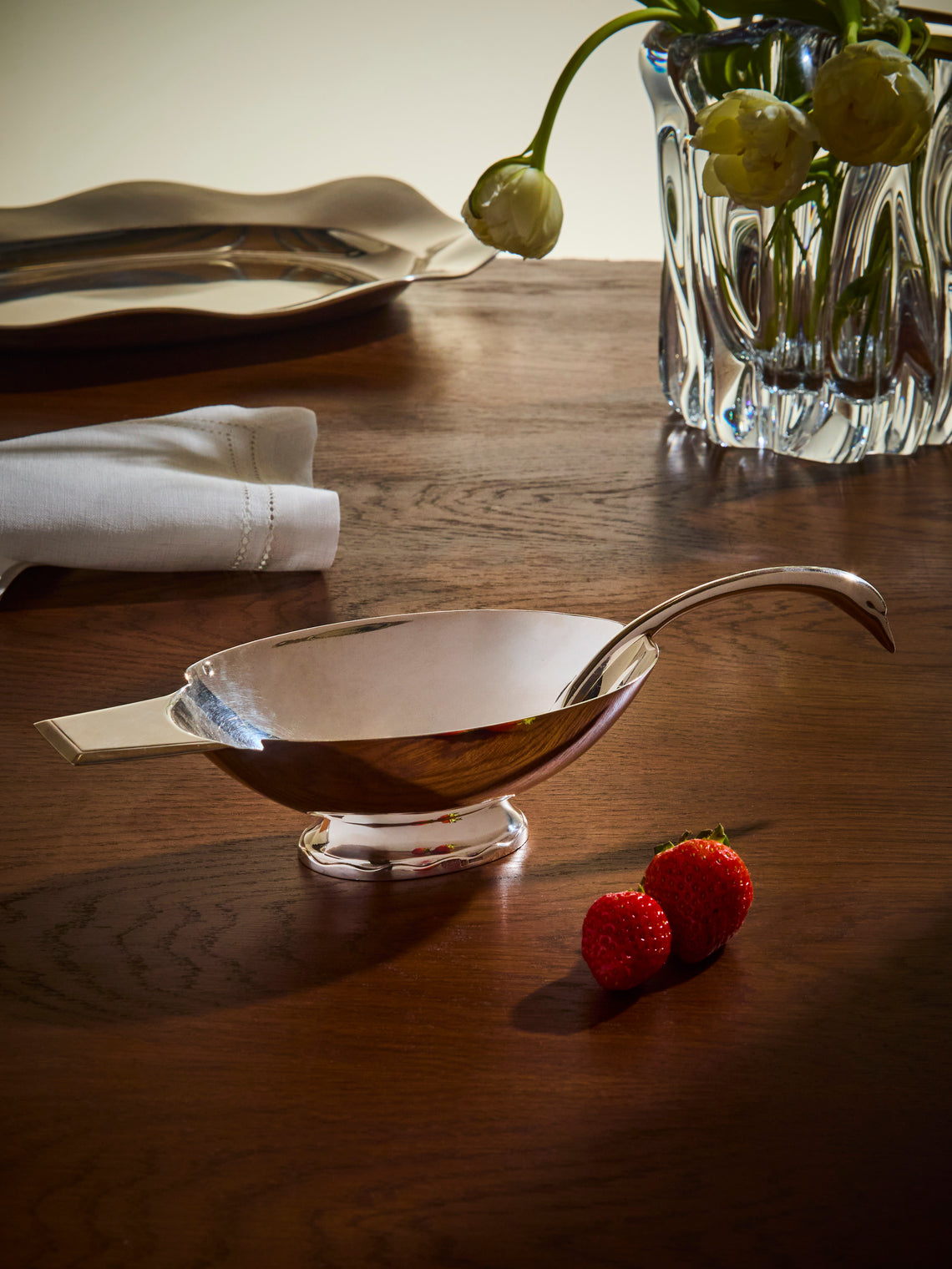 Antique and Vintage - 1960s Christofle Swan Silver-Plated Saucier - Silver - ABASK