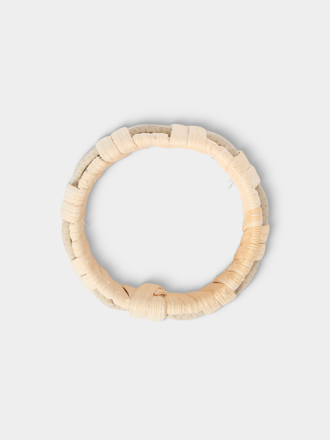 Pigment France - | Set of 4 | Anglet Leather and Rattan Napkin Rings - Cream - ABASK