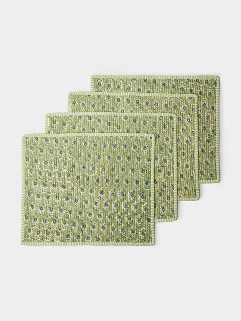 The Table Love - The Breakfast Hand-Printed Cotton Reversible Placemats (Set of 4) -  - ABASK