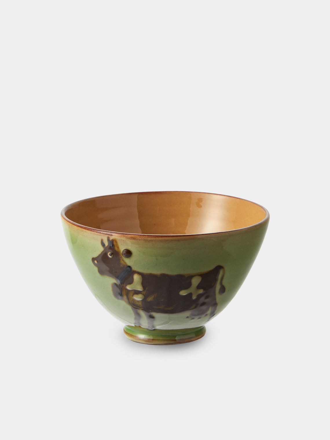 Poterie d’Évires - Cows Hand-Painted Ceramic Small Bowls (Set of 4) - Green - ABASK