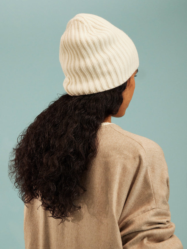 Dusan - Knitted Cashmere Beanie | One Size - Cream - ABASK