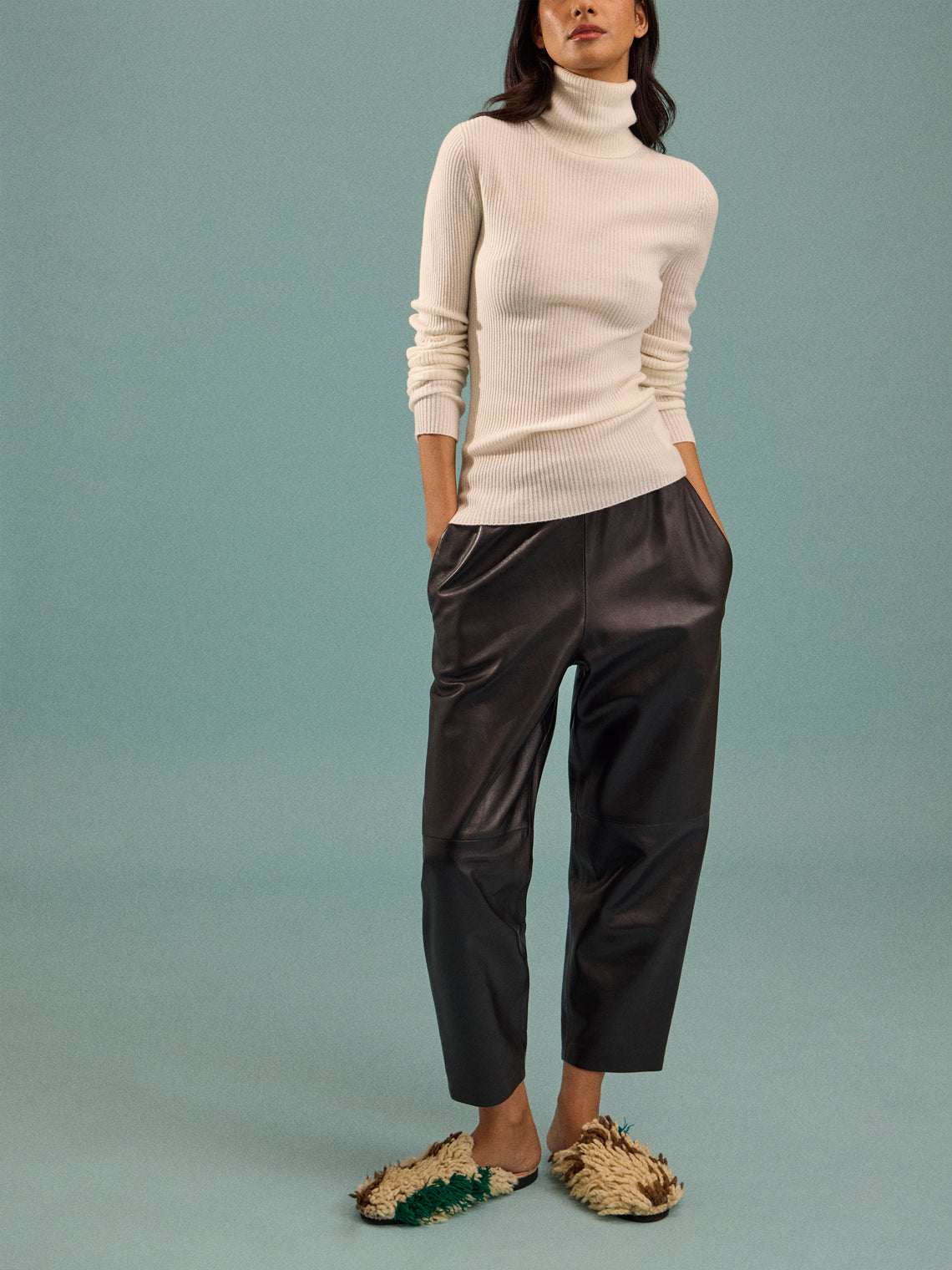 Dusan - Carrot Leather Trousers | Size: S - Navy - ABASK