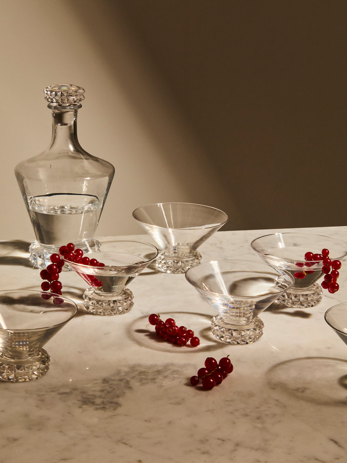 Antique and Vintage - 20th-Century Saint Louis Crystal Carafe with Coupes (Set of 11) - Clear - ABASK