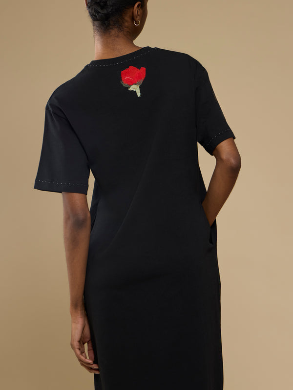 Considered Objects - Bamboo Viscose T-Shirt Dress | Size: S - Black - ABASK