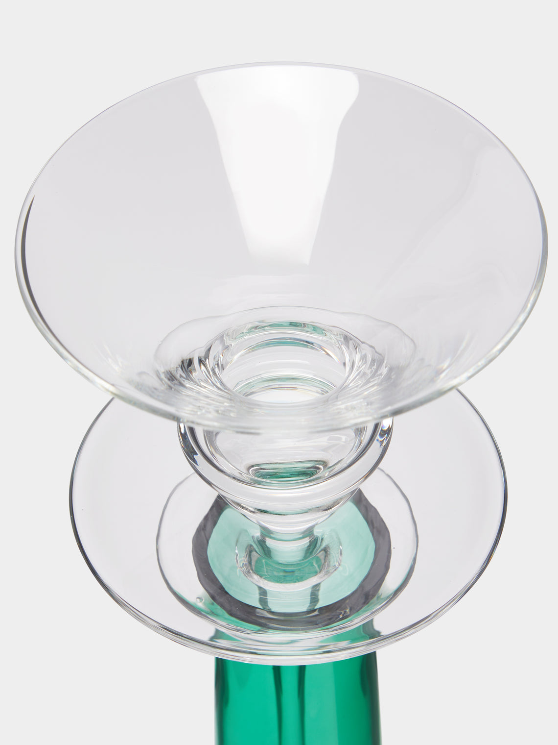 Theresienthal - Louisa Hand-Blown Crystal Candlestick (Set of 2) - Green - ABASK