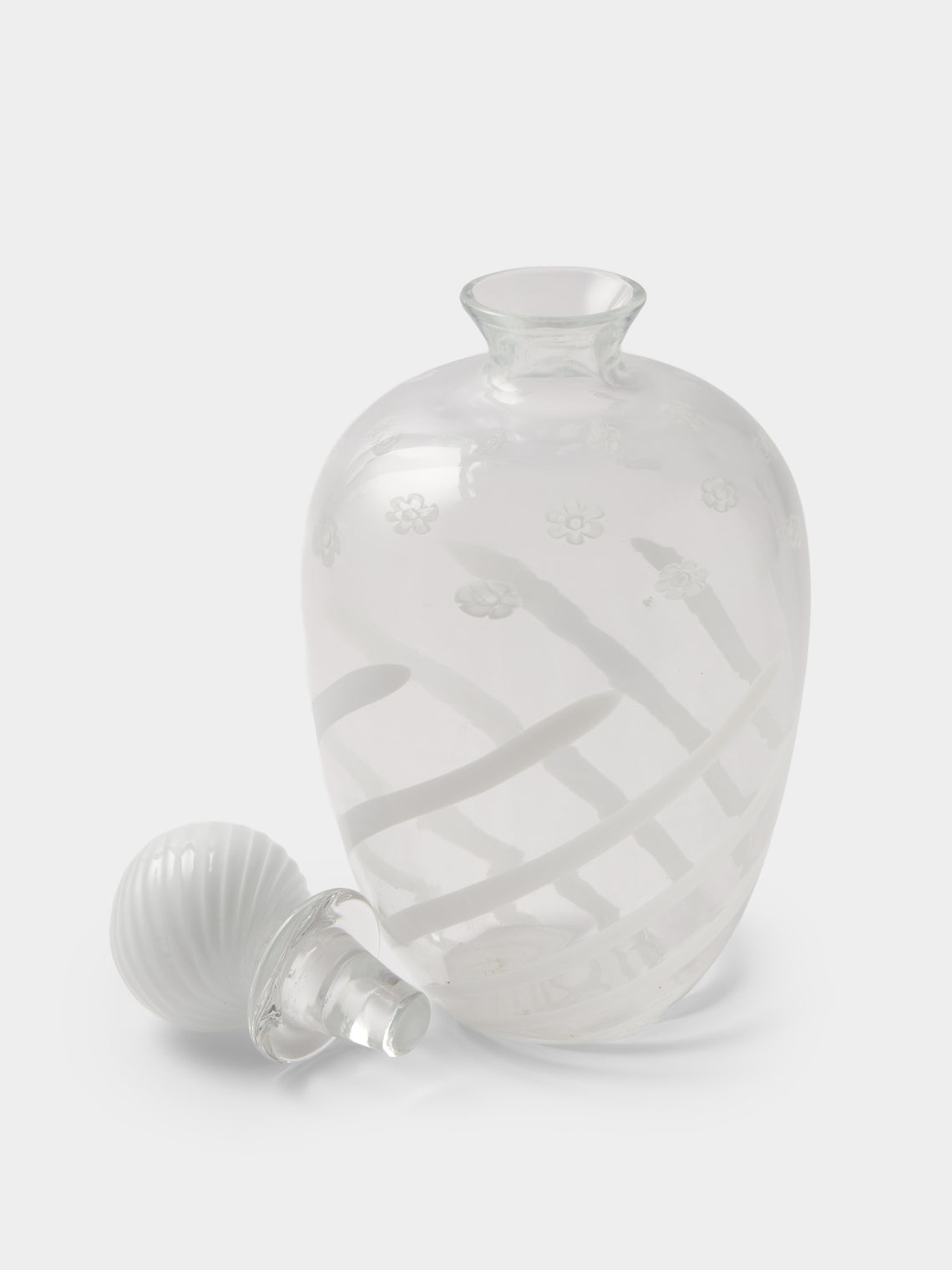 Antique and Vintage - 1980s Glass Striped Decanter - Clear - ABASK
