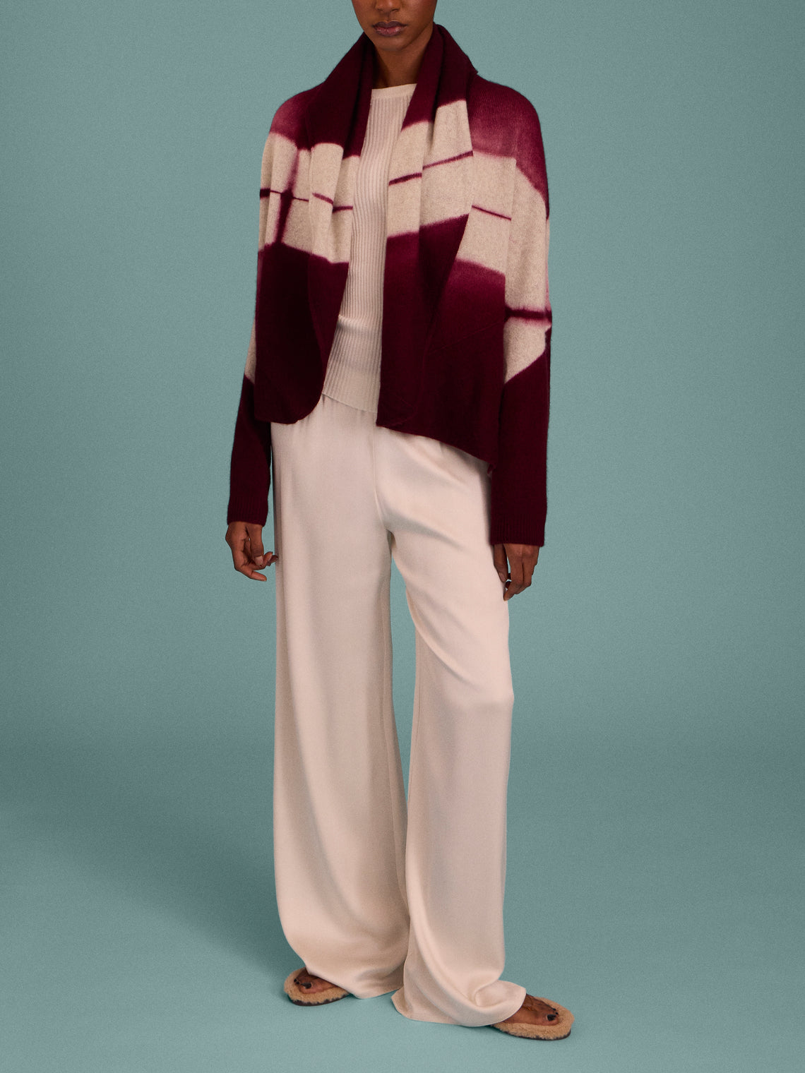 Suzusan - Shibori Cashmere Upside-Down Cape | One Size - Purple - ABASK