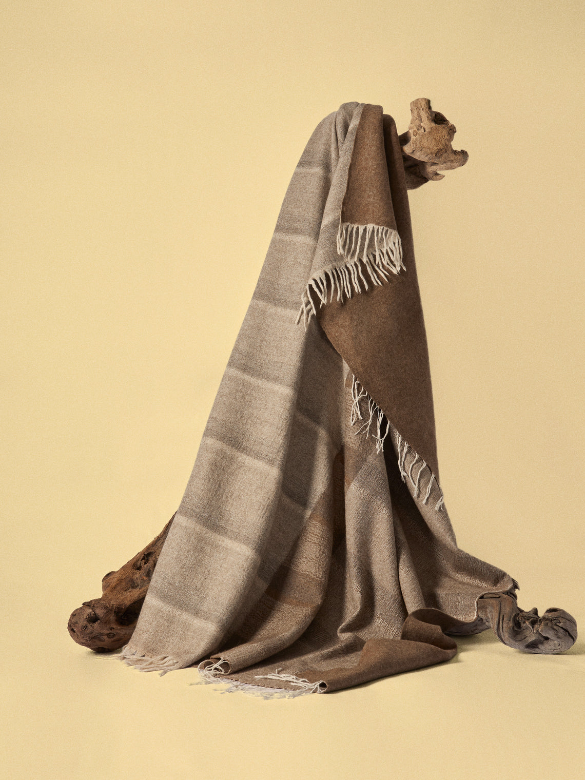 Norlha - Overfelt Quartz Yak and Silk Throw (79in/2m) - Brown - ABASK