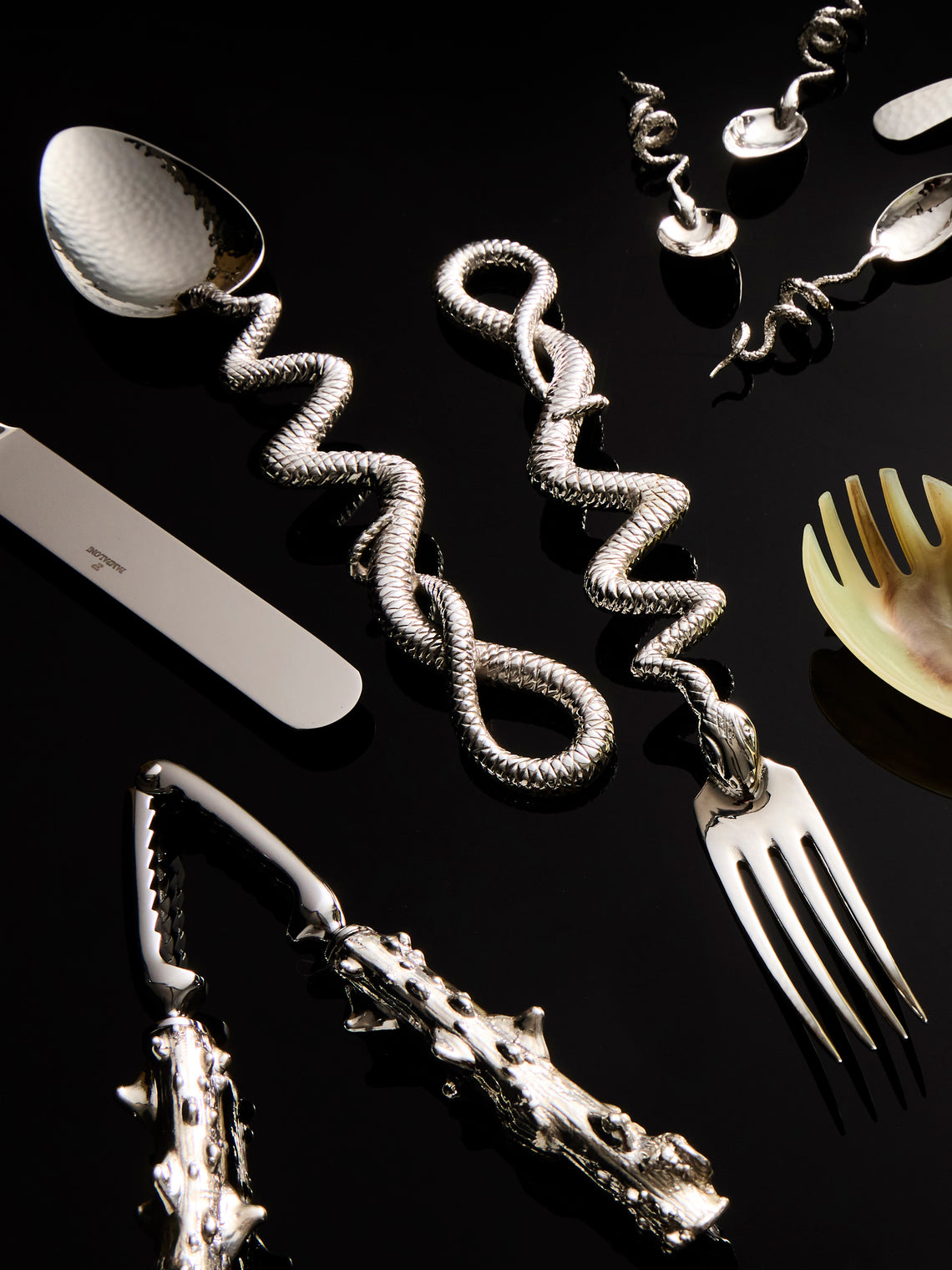 Pampaloni - Medusa Silver-Plated Serving Utensils (Set of 2) - Silver - ABASK