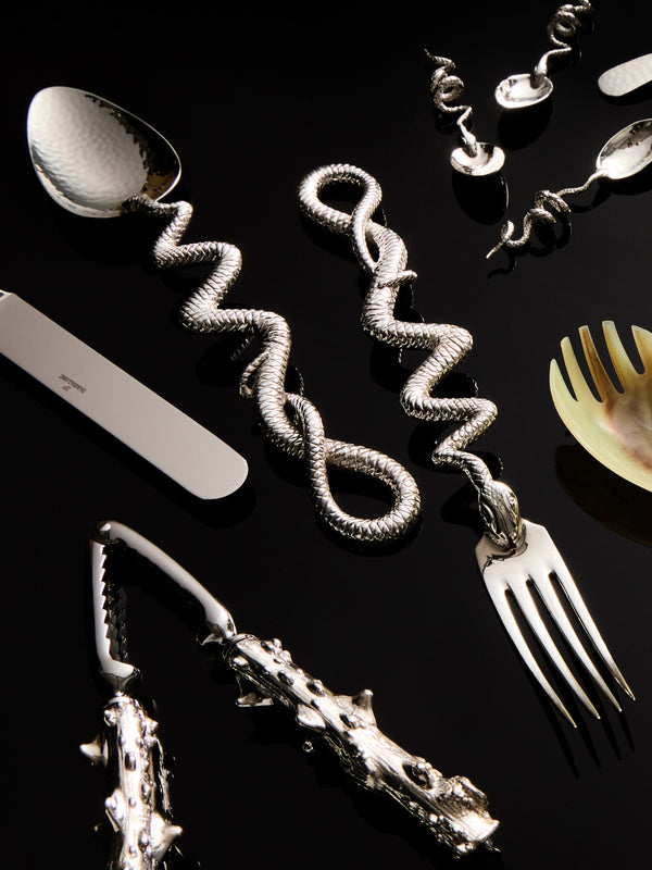 Pampaloni - Medusa Silver-Plated Serving Utensils (Set of 2) - Silver - ABASK