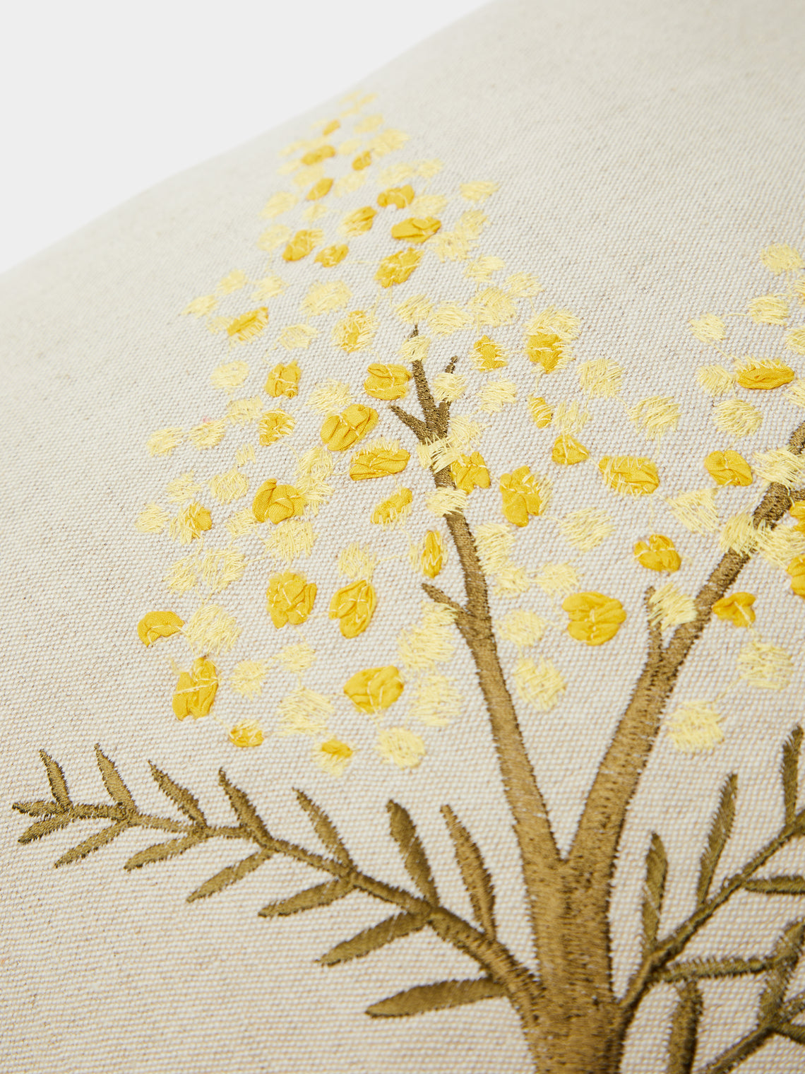 Lora Avedian - Mimosa Hand-Embroidered Linen Cushion -  - ABASK