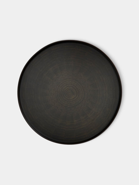 Mori Kougei - Rays Sumi-Urushi Wood Round Tray (11in/28cm) - Black - ABASK - 