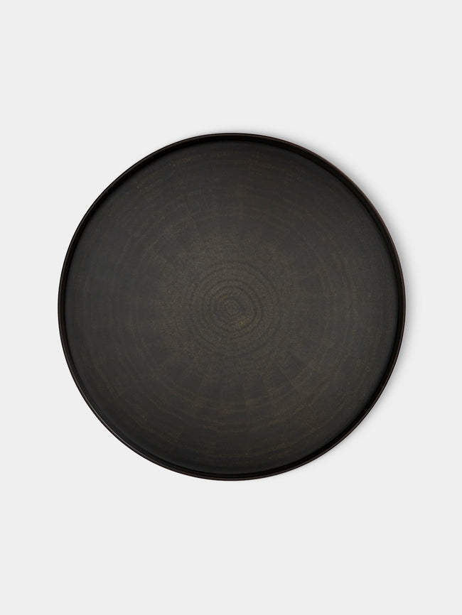 Mori Kougei - Rays Sumi-Urushi Wood Round Tray (11in/28cm) - Black - ABASK - 
