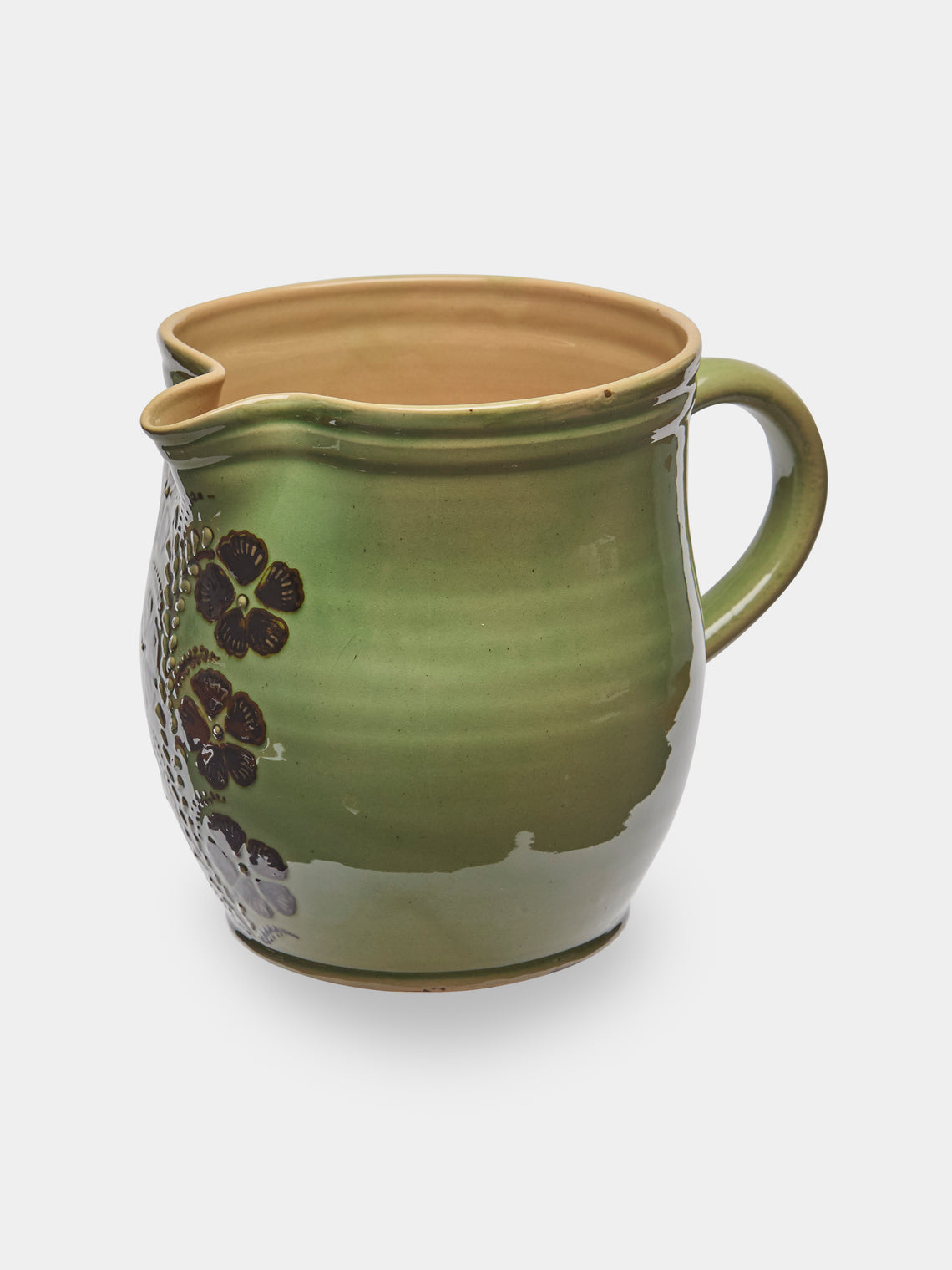 Poterie d’Évires - Flowers Hand-Painted Ceramic Jug (70.5oz/2L) - Green - ABASK - 