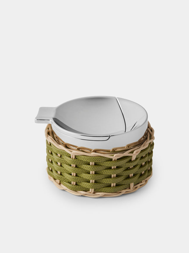 Pigment France - Toledo Leather and Rattan Ashtray - Green - ABASK - 