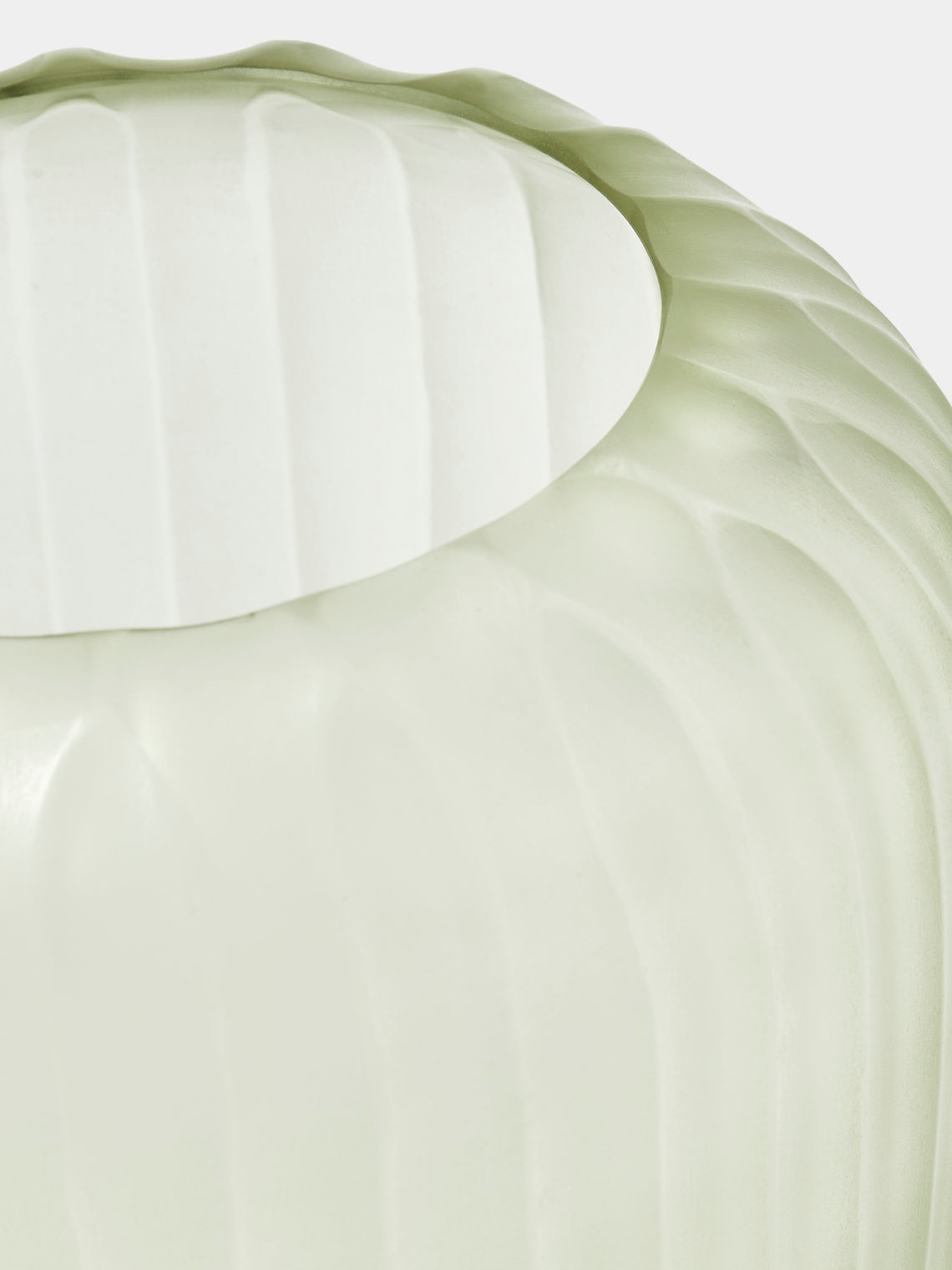 Micheluzzi Glass - Goccia Verdino Coste Hand-Blown Murano Glass Vase (9in/23cm) - Green - ABASK
