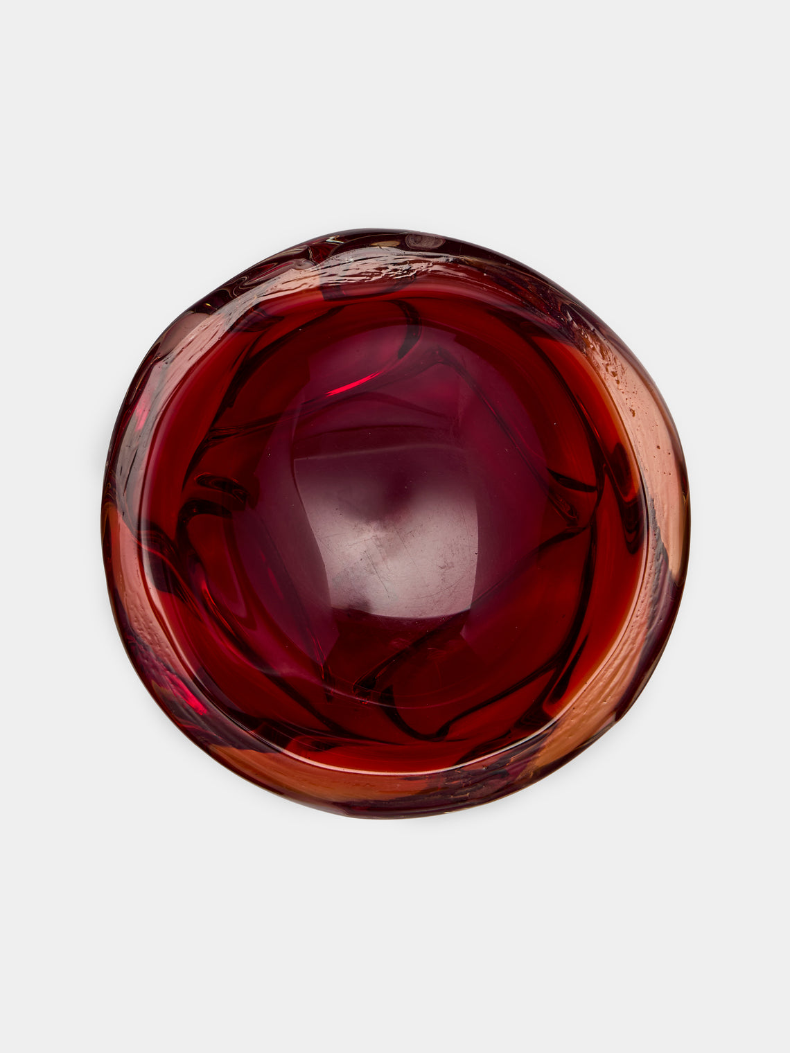 Antique and Vintage - 1960s Murano Glass Ashtray - Red - ABASK