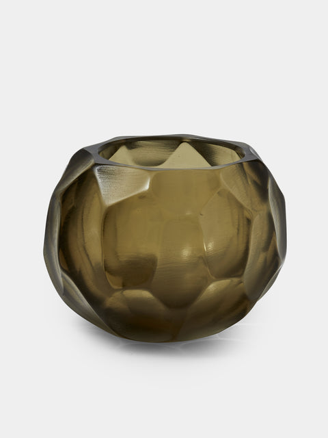 Micheluzzi Glass - Bocia Muschio Bamboo Hand-Blown Murano Glass Vase (4.5in/11cm) - Green - ABASK - 
